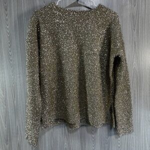 Gold Tinsel Crew Pullover Sweater Endless Rose Anthropologie Shiny Women’s‎ Sz S